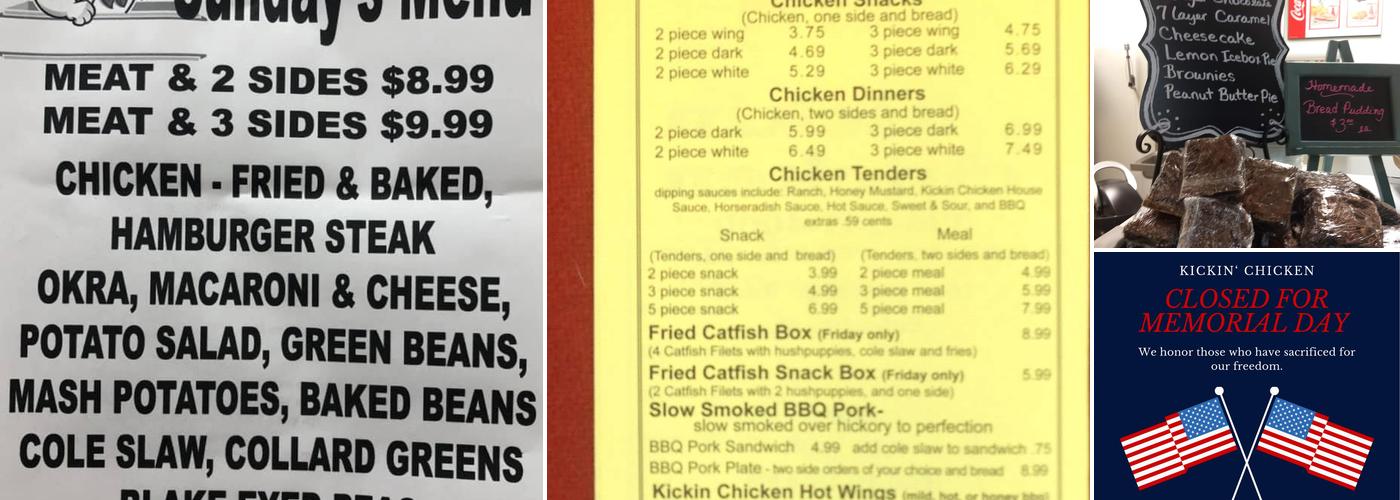 Kickin Chicken Menu