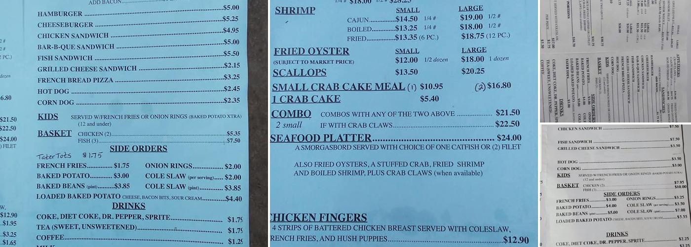 Truman's Seafood & Sandwiches Menu