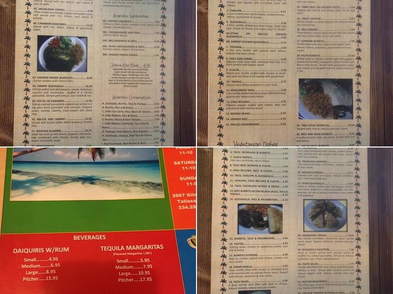 Acapulco Méxican Grill Menu