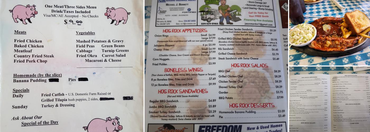 Hog Rock Bar-B-Q Menu