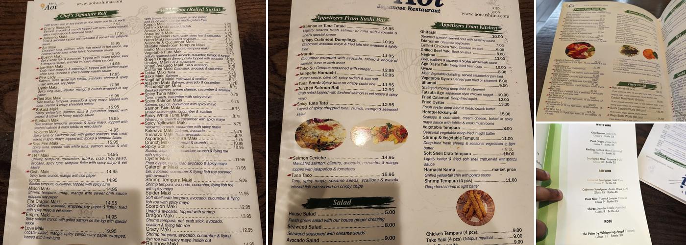 Aoi Japanese Restaurant Menu