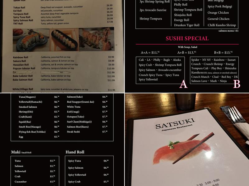 Satsuki Sushi Menu