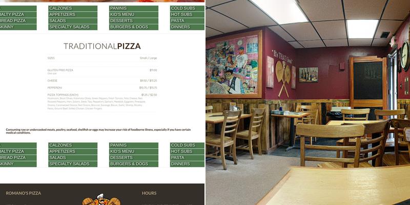 Romano's Pizza Menu