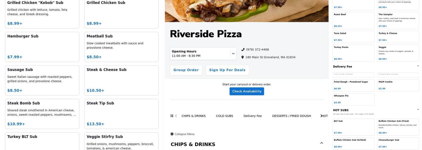 Riverside Pizza Menu