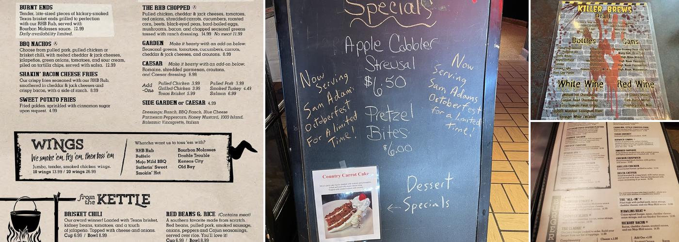 Red Hot & Blue Annapolis Menu