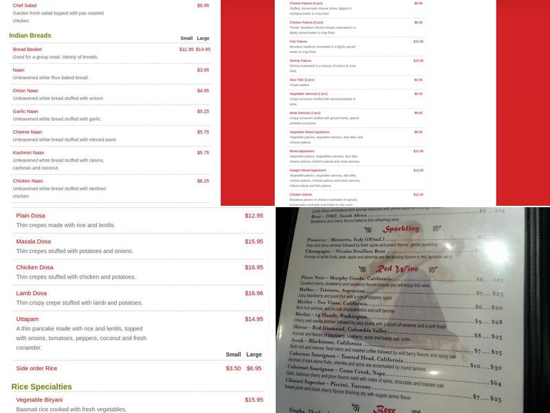 Raagini Indian Bistro Menu