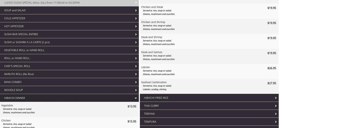 Kiku Sushi Menu