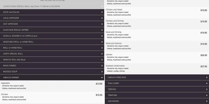 Kiku Sushi Menu