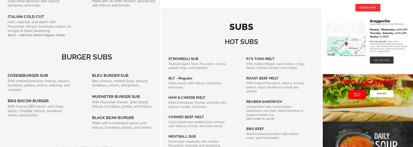 Pepperjacks Subs Menu