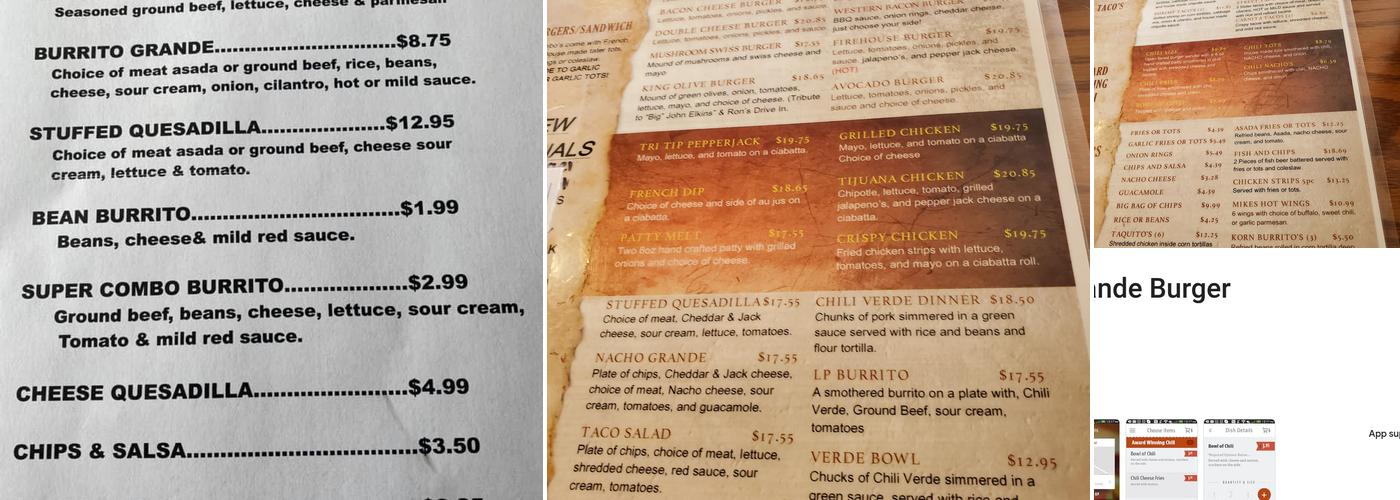 Mike's Grande' Burger Menu