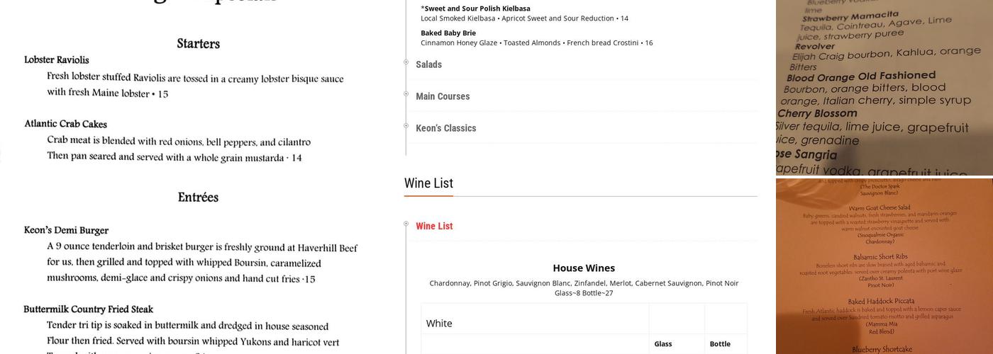 Keon's Menu