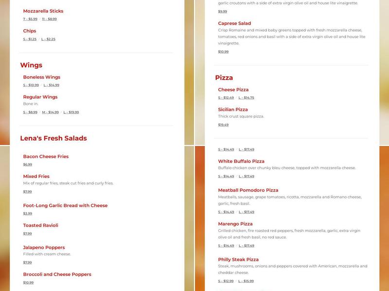 Lena's Menu