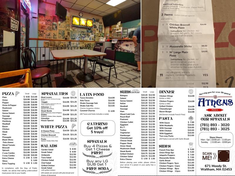 Athens Pizza Menu