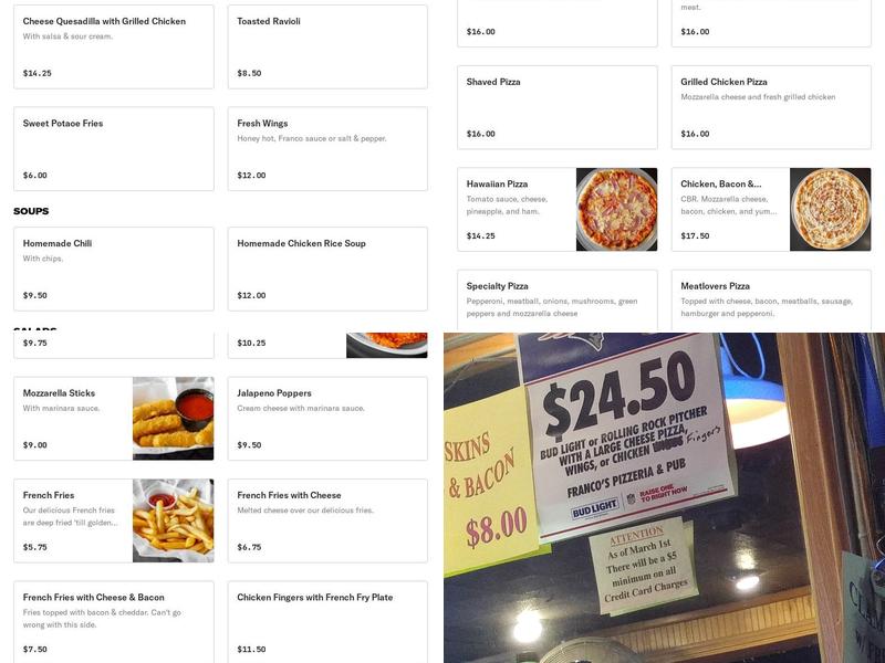 Franco's Pizzeria and Pub Menu