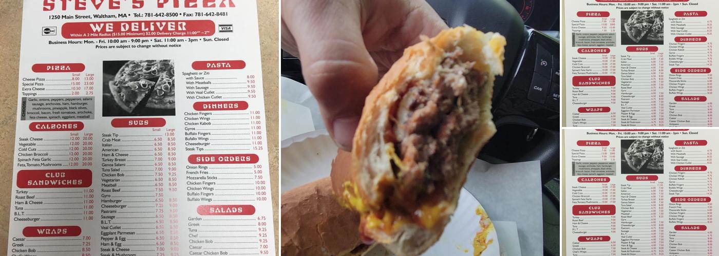 Steve's Pizza Menu
