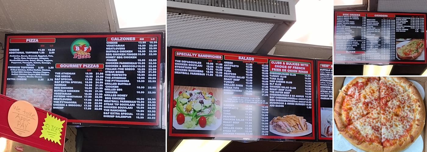 B F Pizza Menu