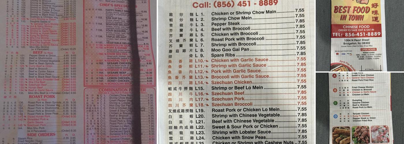 Best Food In Town Menu