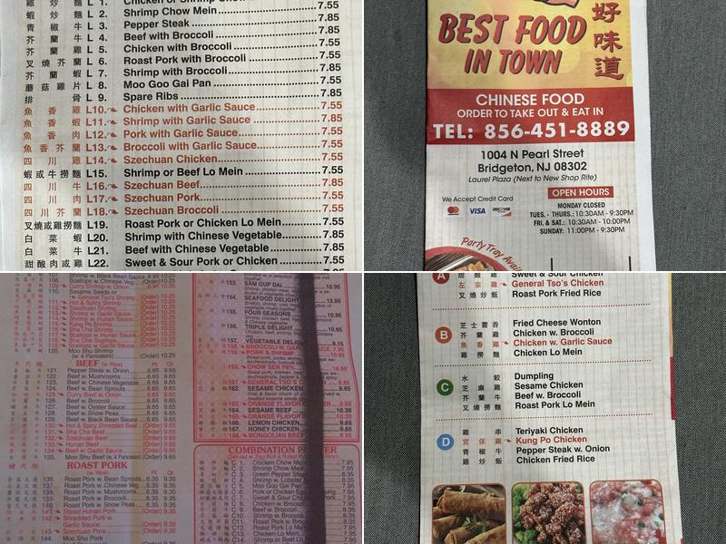 Best Food In Town Menu
