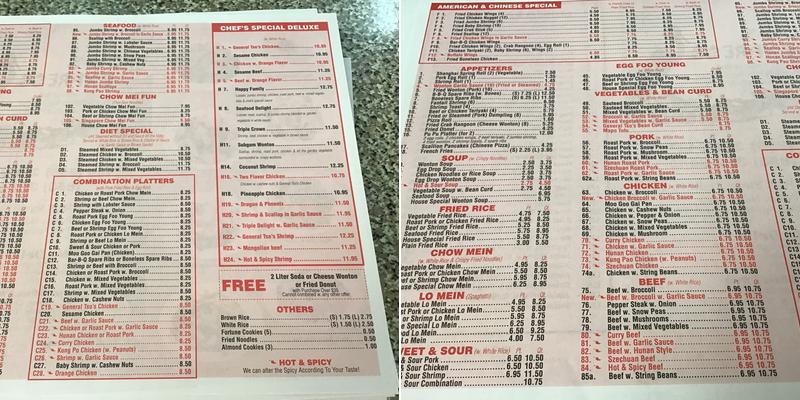 Chow's Garden Restaurant Menu