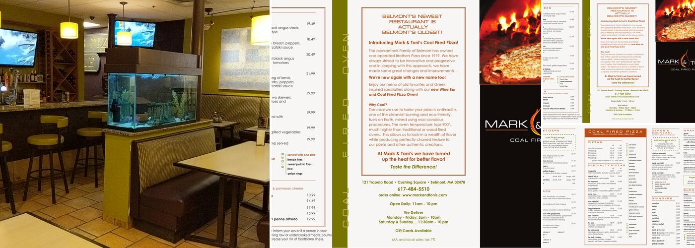 Mark & Toni's Coal Fired Pizza Menu