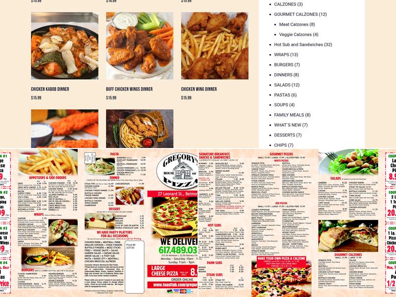 Gregory's House of Pizza Menu