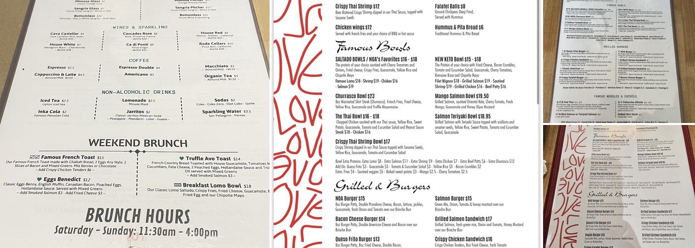 NOA Cafe Menu