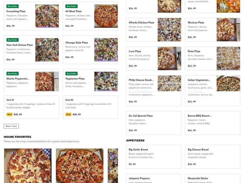 Red Maple Pizza Menu