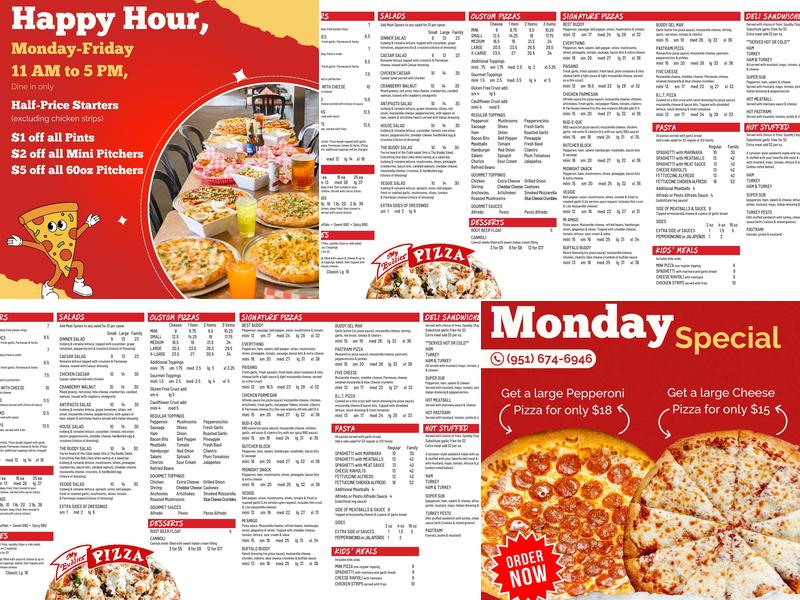 My Buddies Pizza Menu