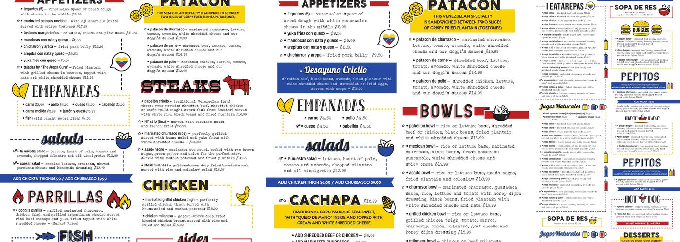 Doggi's Arepa Bar Menu