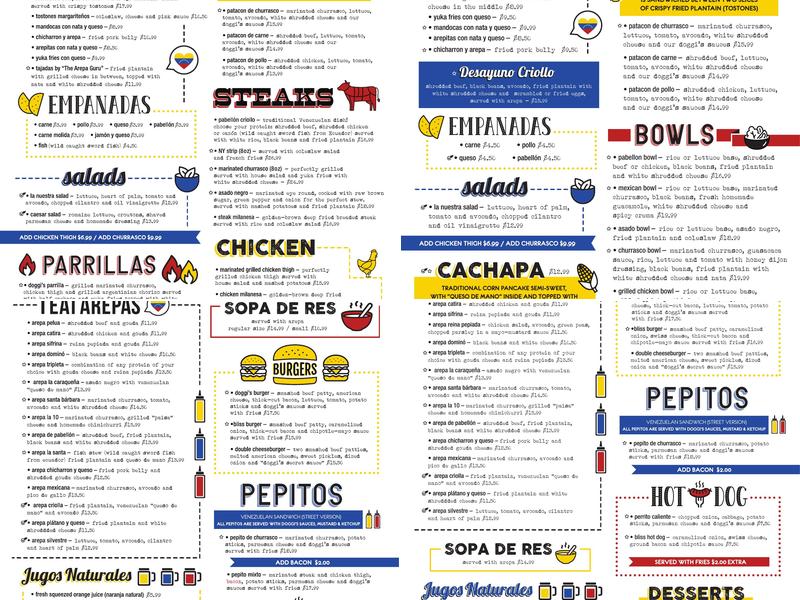 Doggi's Arepa Bar Menu