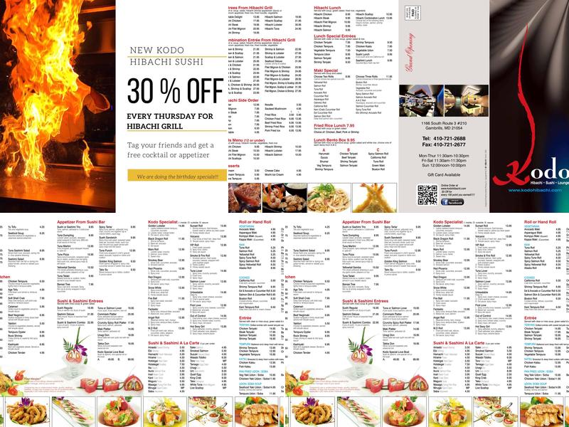 Kodo Hibachi Sushi Lounge Menu