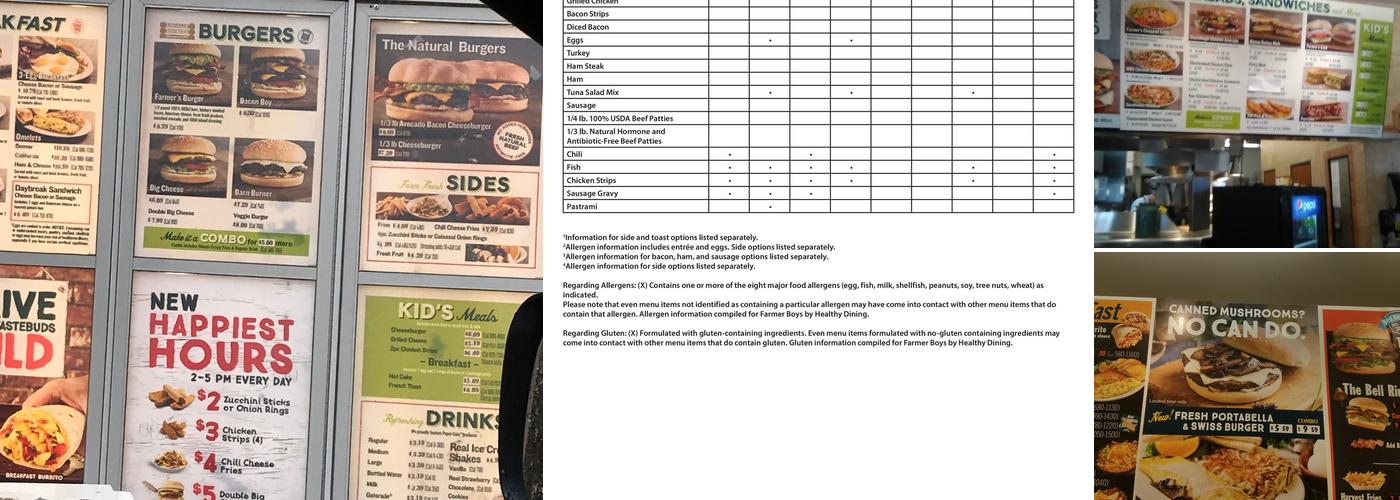 Farmer Boys Menu