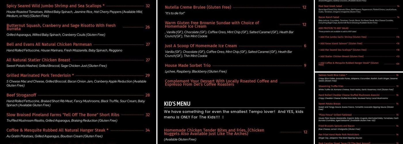 Tempo Menu