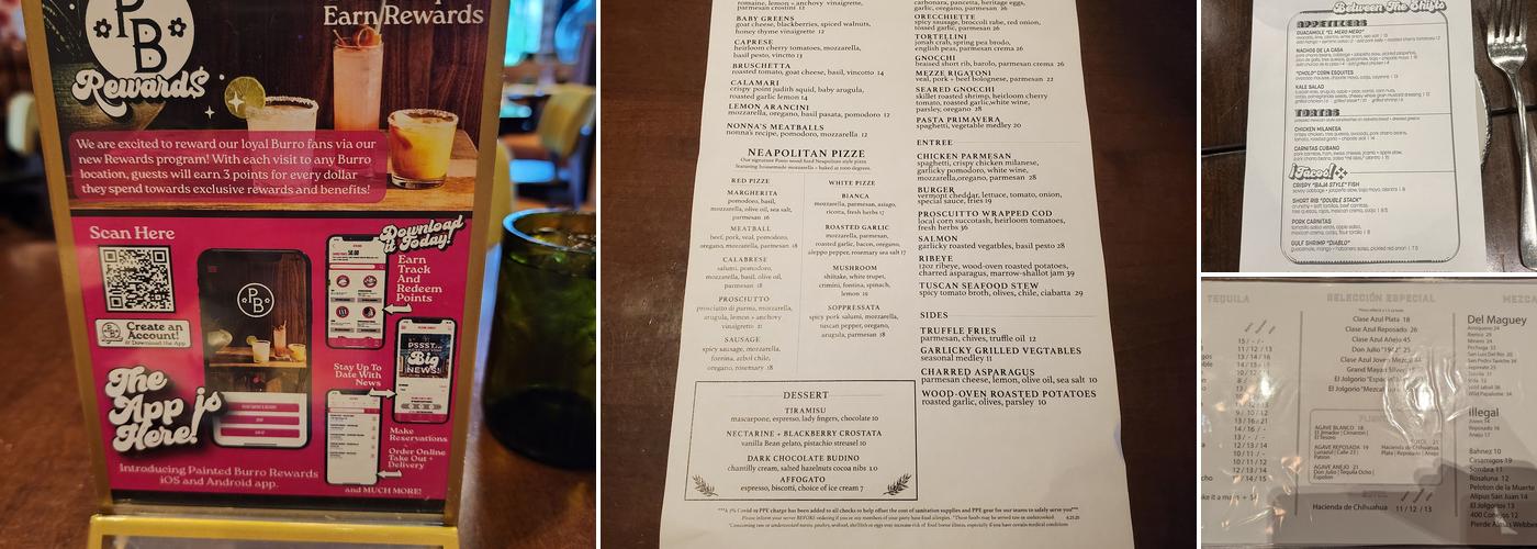 The Painted Burro - Waltham Menu