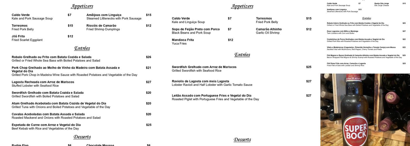 Adega Restaurant Menu