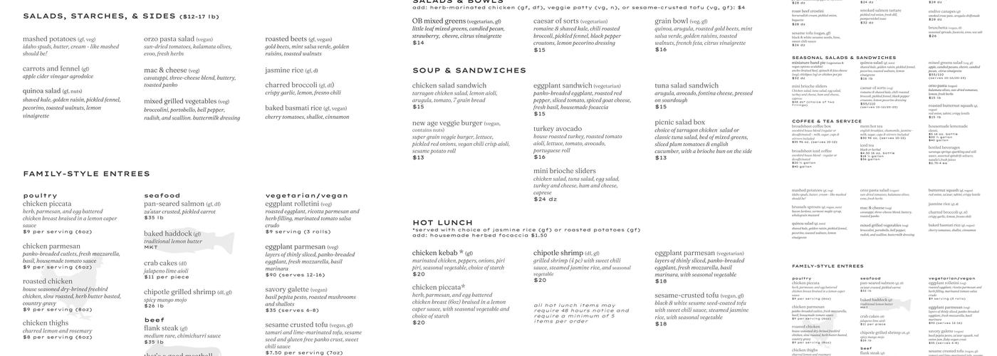 Ovenbird Cafe Menu