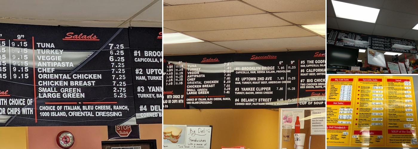 Quik Stop Subs Menu