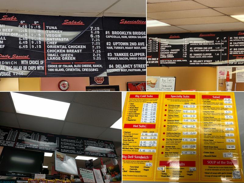Quik Stop Subs Menu