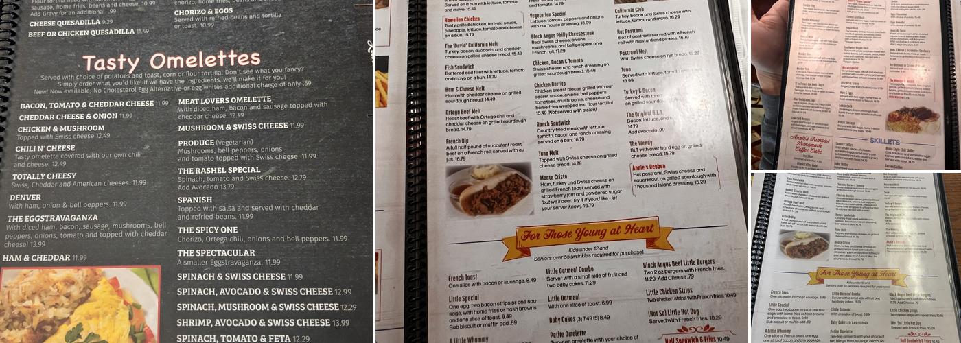 Annie's Cafe Lake Elsinore Menu