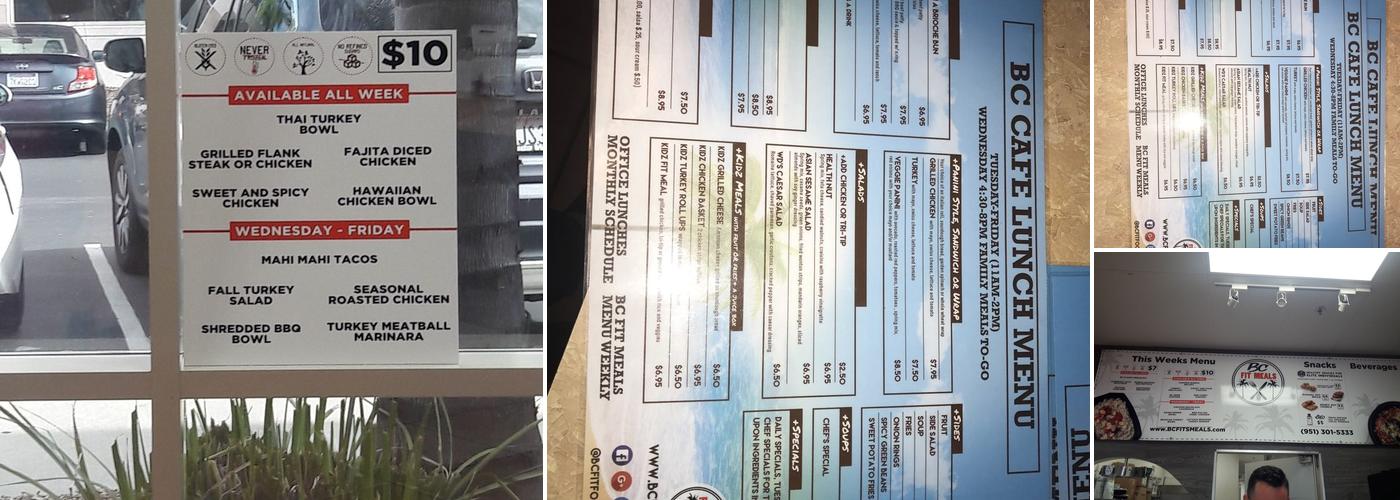 B C Cafe & Catering Menu