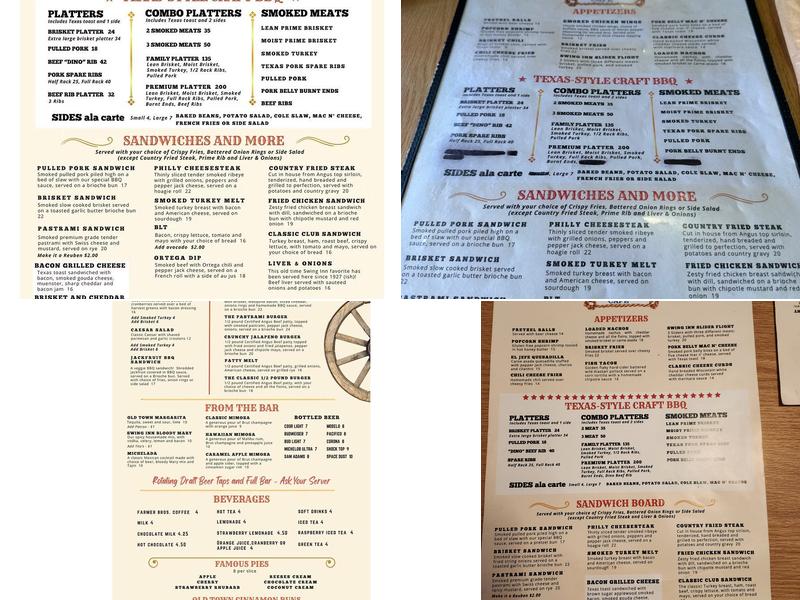 Swing Inn Cafe & BBQ Menu