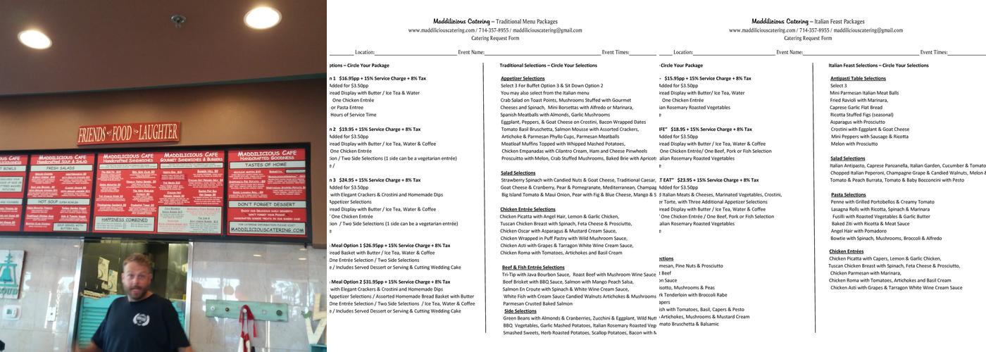 Maddilicious Catering Menu