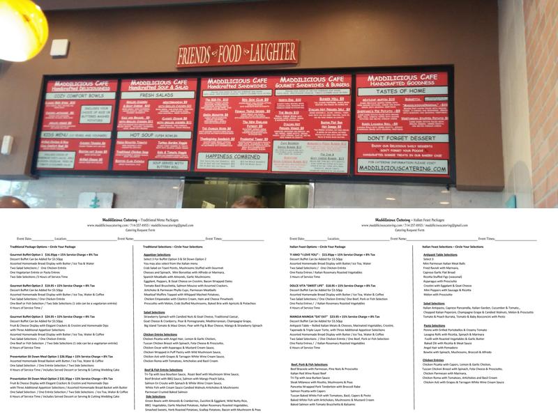 Maddilicious Catering Menu