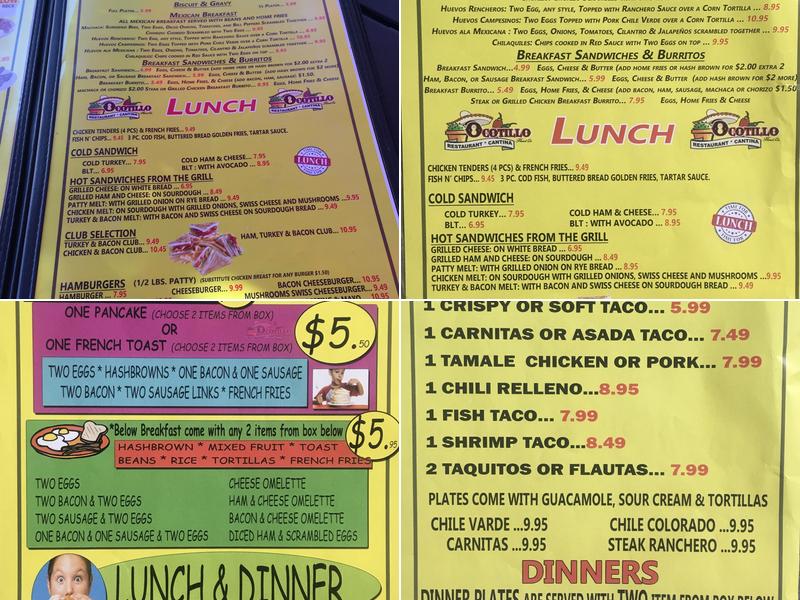 Ocotillo Restaurant & Cantina Menu