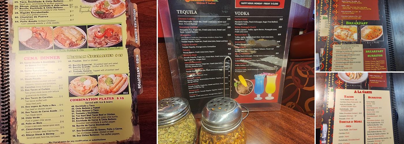 Casa Jimenez Menu