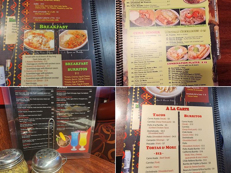 Casa Jimenez Menu