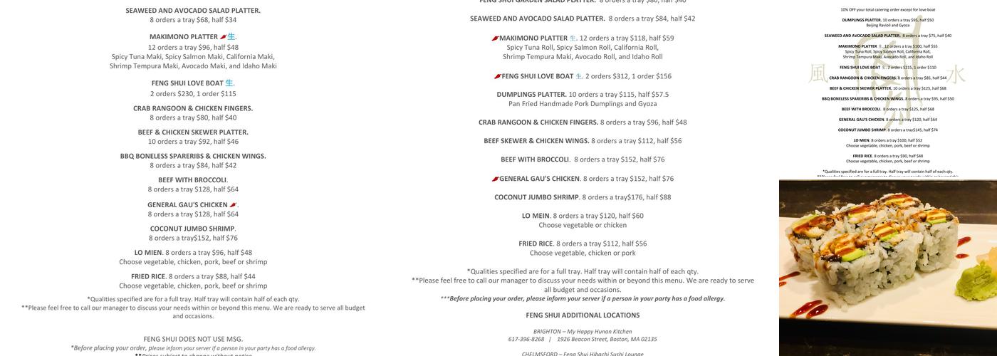 Feng Shui Kitchen Menu