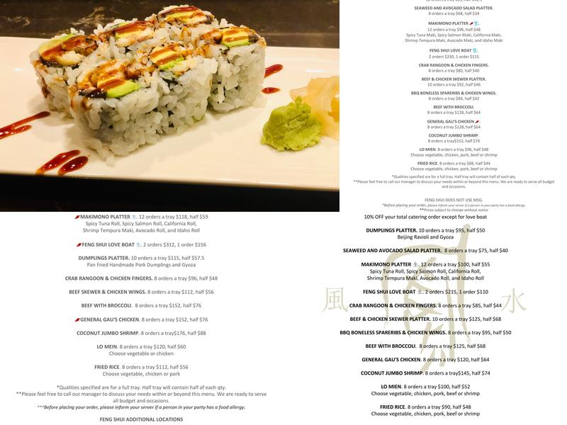 Feng Shui Kitchen Menu