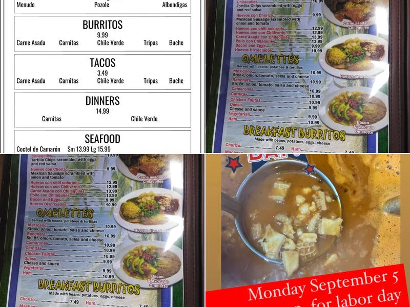 Chuyita's Menu
