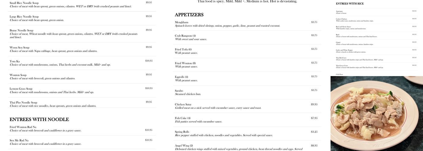 Magic Kitchen Menu